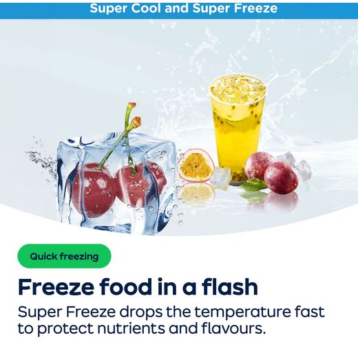 Midea MDRU333FZE01 172cm Upright Freezer - White - AO Annotation - Super Freeze